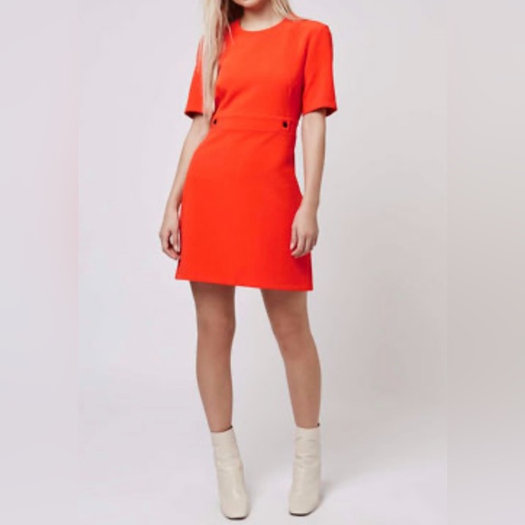 Topshop orange short sleeve dress size 4 petite - Picture 1 of 7